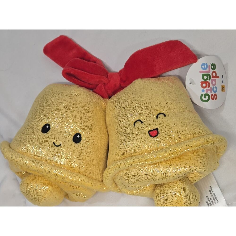 Gigglescape Christmas Bells Bow And Rattle 6" NWT Holiday Decor Baby Crib Gift